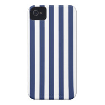 NAVY BLUE BOLD FUN STRIPES PATTERN iPhone 4 COVER