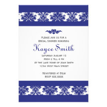 Navy blue Damask Invitation