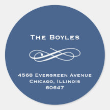Navy blue flourish classy holiday address label sticker