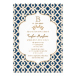 Navy Blue Gold Moroccan Gender Neutral Baby Shower Announcements