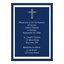 Navy Blue Religious Invitation