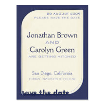 Navy Blue Shapeform Save the Date Post Cards