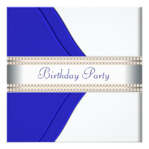 Navy Blue Womans Birthday Party Invites
