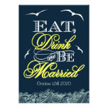 Navy Blue & Yellow Nautical Wedding Invitations