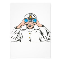 Navy Captain Sailor With Binoculars Personalised Announcements