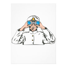 Navy Captain Sailor With Binoculars Custom Invitations