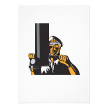 Navy Captain Sailor With Periscope Personalised Invitations