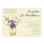 Navy Copper and Green Mason Jar Wild Flower Personalized Invitation