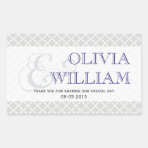 Navy grey Moroccan tile ampersand wedding favour stickers