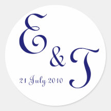 navy initial & date favour stickers