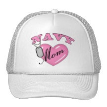 Navy Mum Pink Heart N Dog Tags Mesh Hat
