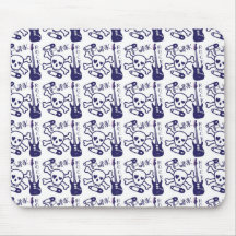 Navy Punk Rock Electric Guitars and Skulls Mousepads