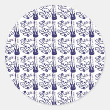 Navy Punk Rock Electric Guitars and Skulls Stickers