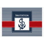 navy stripes, anchor, nautical wedding invites invitations