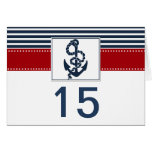 navy stripes, anchor nautical wedding table number cards