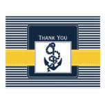 navy stripes,anchor, nautical wedding Thank you postcards