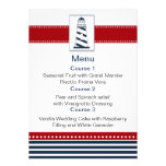 navy stripes,lighthouse, nautical menu cards invitations