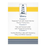 navy stripes,lighthouse, nautical menu cards invitations