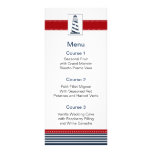 navy stripes,lighthouse, nautical menu cards rack cards