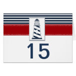 navy stripes,lighthouse nautical table number cards