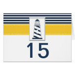 navy stripes,lighthouse, nautical  table number cards
