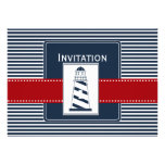 navy stripes,lighthouse, nautical wedding invites invitations