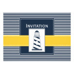 navy stripes, lighthouse, nautical wedding invites invitations