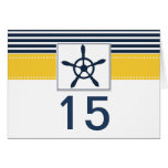 navy stripes, rudder nautical wedding table number cards