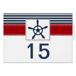 navy stripes, rudder nautical wedding table number cards