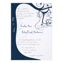 Navy Tree Swirls  Wedding Invitation