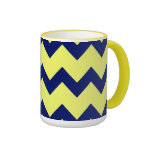 Navy Yellow Chevrons Mug