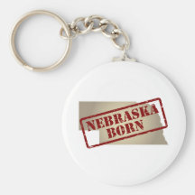 Nebraska Born - Stamp on Map Key Chain