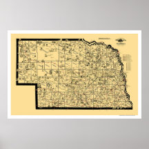 Nebraska Railroad Map 1897 Poster