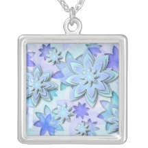 Necklace abstract lotus flowers