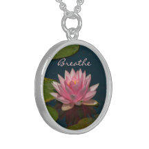 Necklace, "PINK LOTUS BLOSSOM, BREATHE"