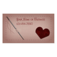 Needle and Pink Cloth Seamstress Business Card