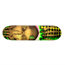 Neil skull green fire Skatersollie skateboard.