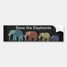Neon African Elephant Walk Bumper Stickers