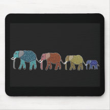 Neon African Elephant Walk Mouse Mats
