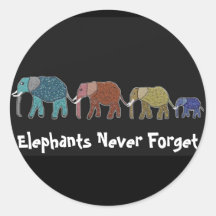 Neon African Elephant Walk Round Sticker