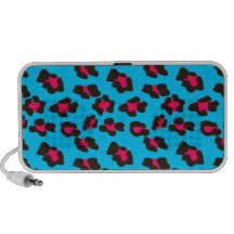 Neon Blue Leopard Print iPod Speaker