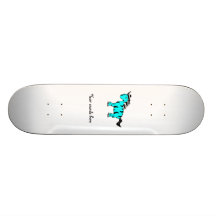 Neon blue zebra skate board