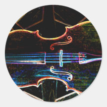 Neon Cello Round Stickers
