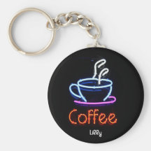 Neon Coffee Sign Key Chain