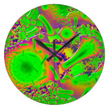Neon Dichroic Psychedelic Fused Glass Wallclock