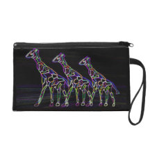 Neon Giraffes Wristlet Bagette Bag