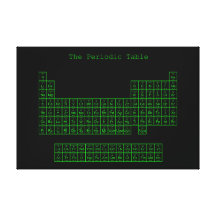 Neon Green and black Periodic Table Stretched Canvas Print