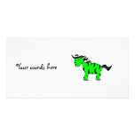 Neon green zebra photo card template