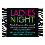 Neon Ladies Night Card zebra Personalised Announcement