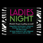 Neon Ladies Night Card zebra invitations